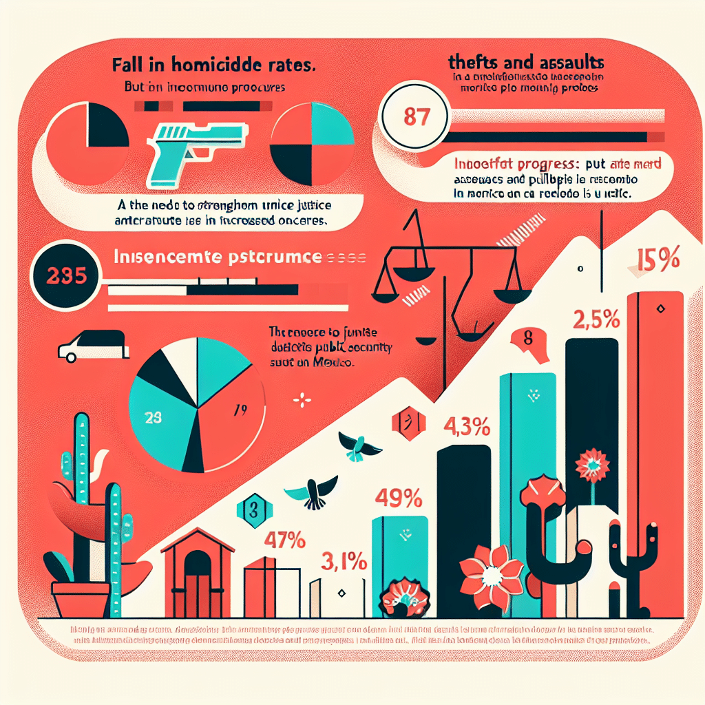 Estadísticas revelan caída en homicidios, pero robos y asaltos preocupan más. Avances insuficientes; urge reforzar justicia y seguridad pública en México.