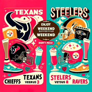 Aprovecha el fin de semana disfrutando los emocionantes duelos de la NFL: Texans vs Chiefs y Steelers vs Ravens. ¡No te los pierdas!